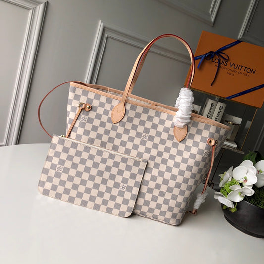 L-V Neverfull Damier Azur