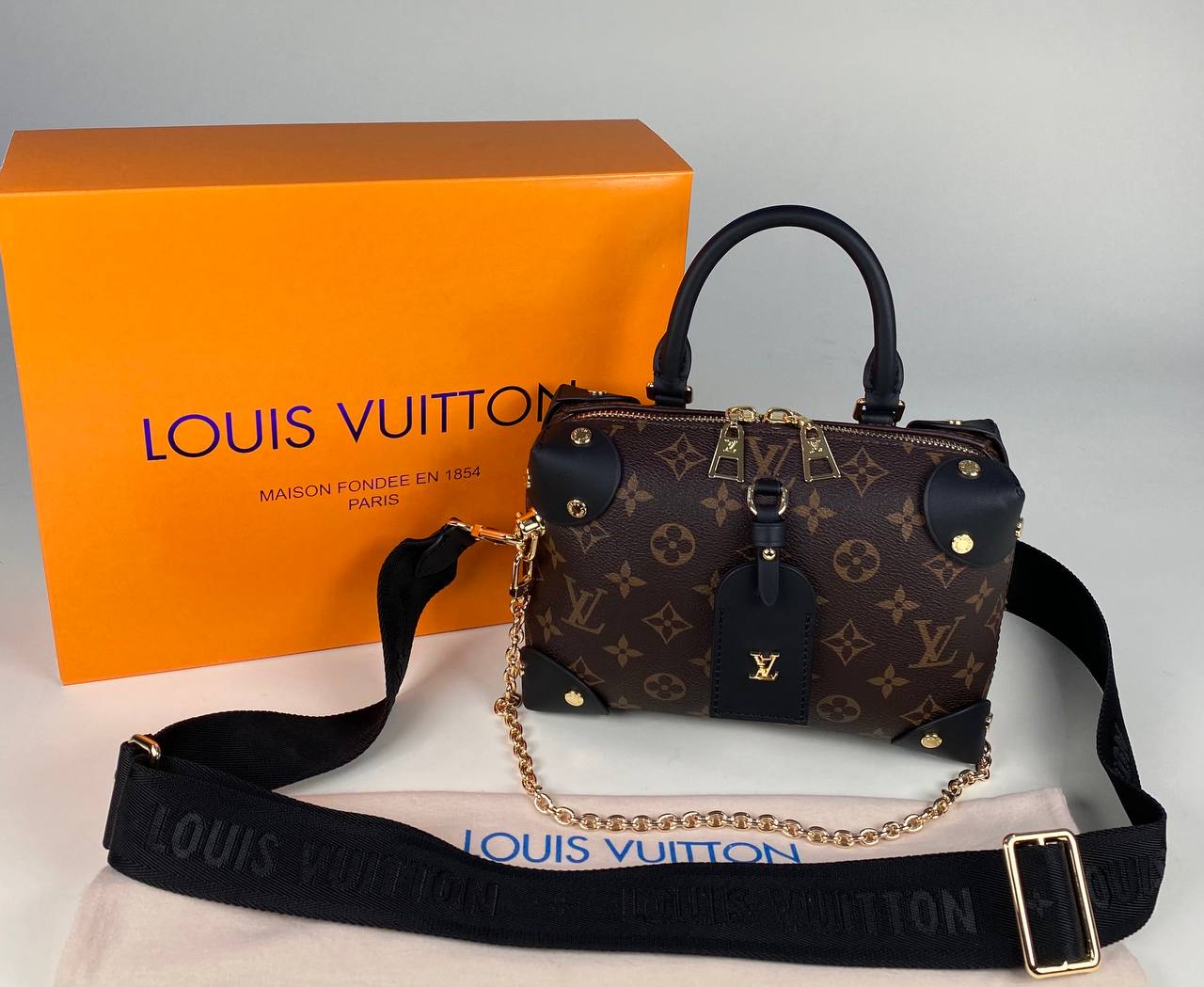 Louis Vuitton LV Women Petite Malle Souple Black Monogram Coated